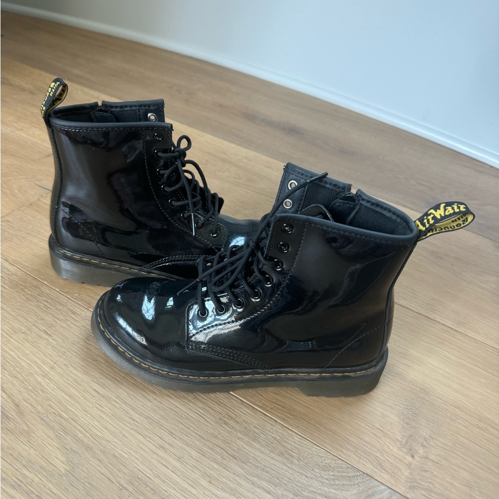 Dr.Martens patent leather combat boots. Size 4.